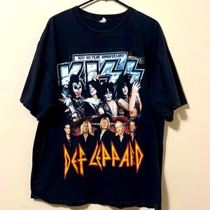 2014 KISS/DEF LEOPARD 40th Anniversary Tour Band T-shirt Black Short Sleeve 2XL